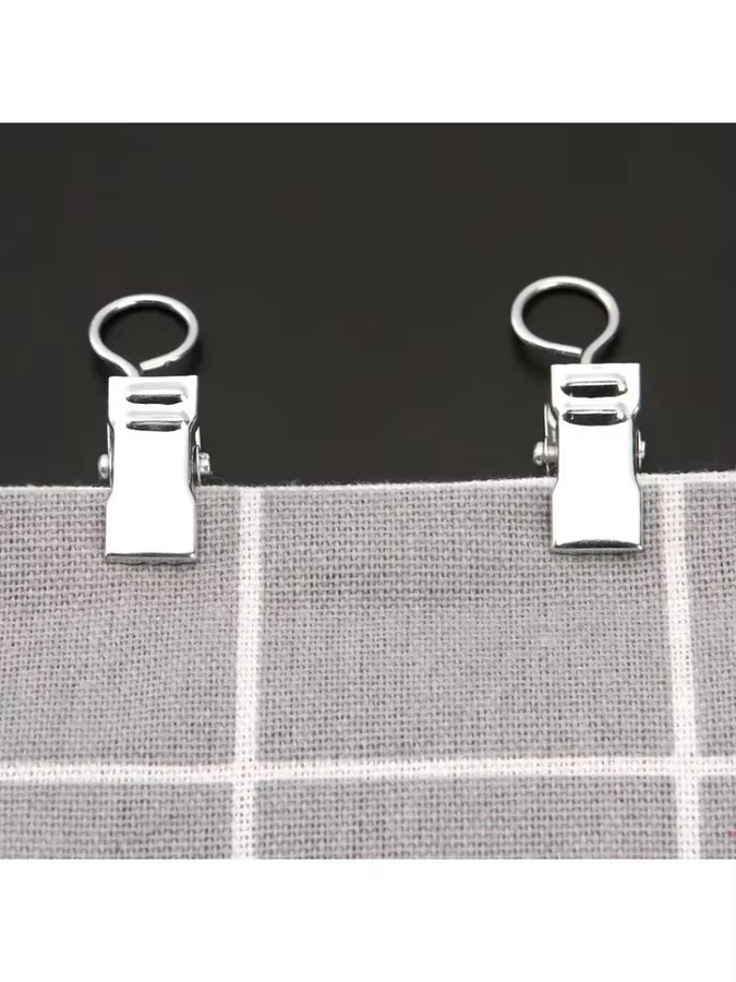 MINIDEAL 10 Stück Metall-Flachhaken-Vorhangklammern in Silber für Wandteppich, Bad und Dusche - Bild 5