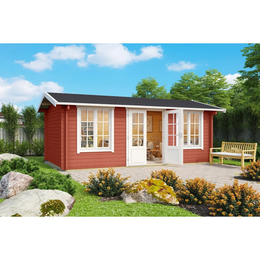 Lasita Blockbohlenhaus Pembrokeshire Gartenhaus mit Satteldach in Rot, B/H/T: 540 x 239,4 x 345,8 cm - Bild 2