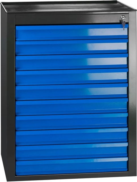 PROREGAL Schubladenschrank Kobra mit 10 Schubladen und Gummiauflage, Anthrazitgrau Blau, H x B x T: 90 x 71 x 55 cm - Bild 1