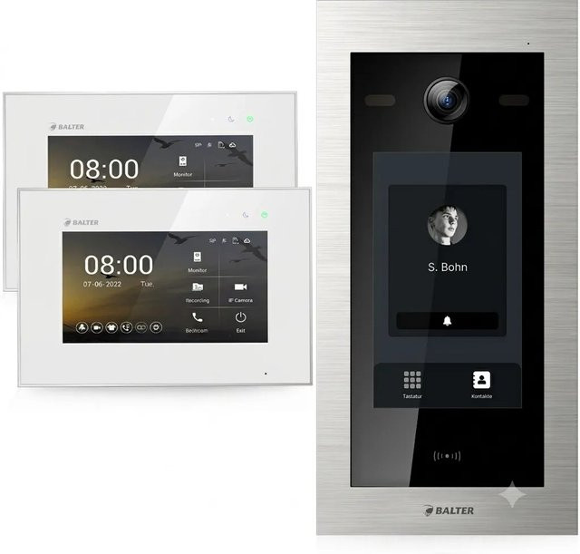 Balter EVO HD Video Türsprechanlage mit Touchscreen und RFID in Silber und Weiß - Bild 1