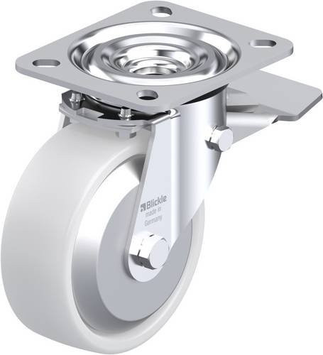 Blickle Lenkrolle L-PO 100KA-ST-FA mit Feststeller in Weiß, Rad-Durchmesser: 100 mm, Tragfähigkeit: 250 kg - Bild 1