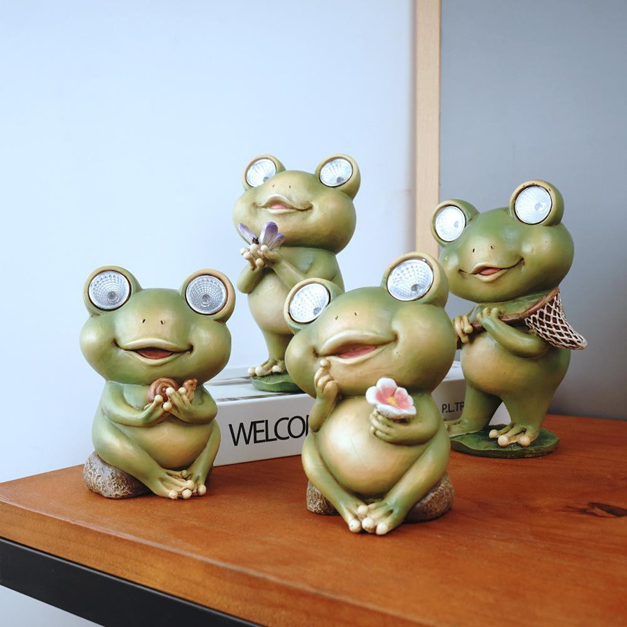 Yiran Furniture Solar-Nachtlicht Frosch aus Harz in Grün mit Induktionsfunktion für Kinderzimmer und Schlafsaal - Bild 2