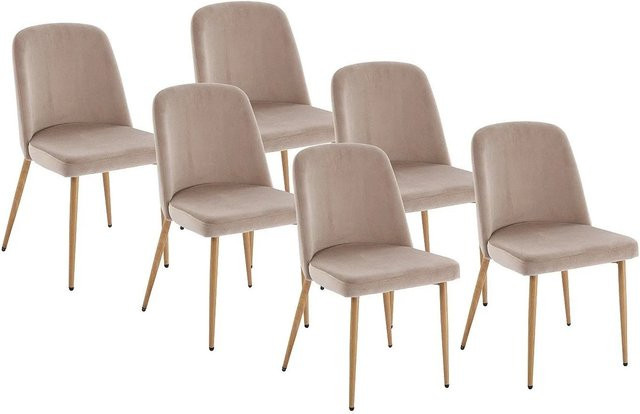 Vente-unique Minagri Stuhl aus Samt und Metall in Beige, Modern Design, Breite: 47,5 cm - Bild 1