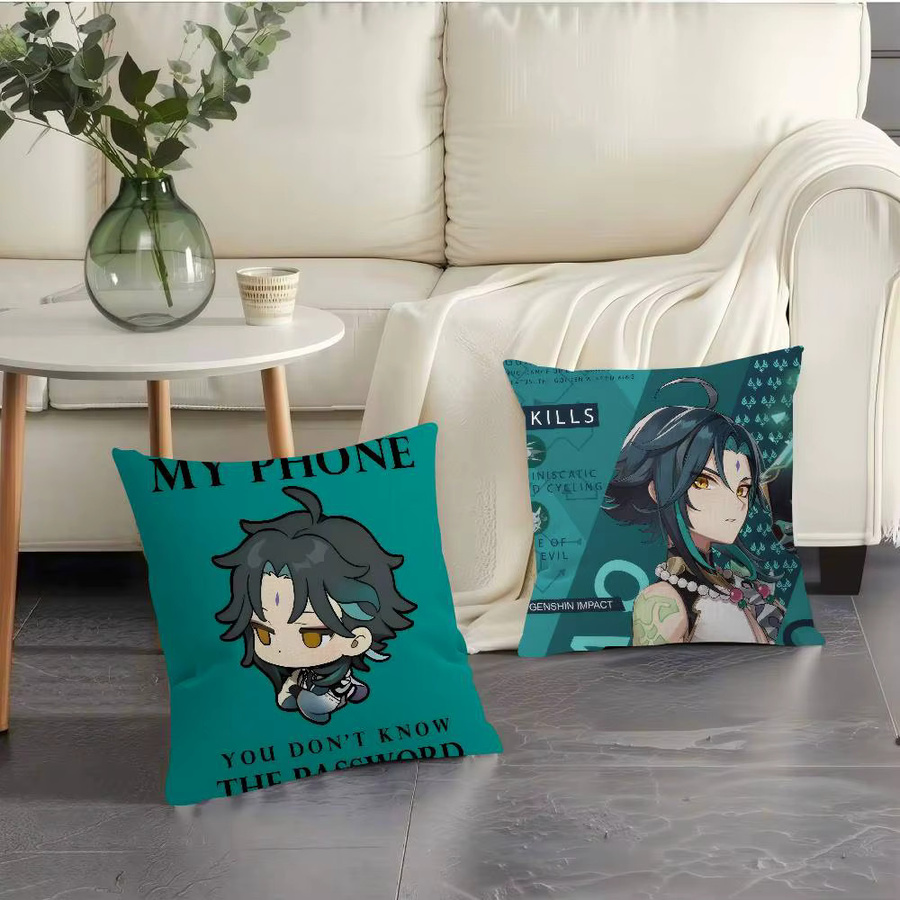Dekoratives Kissen mit Genshin Impact Xiao Motiv von Kayou, quadratisch, B/B: 45 x 45 cm - Bild 3