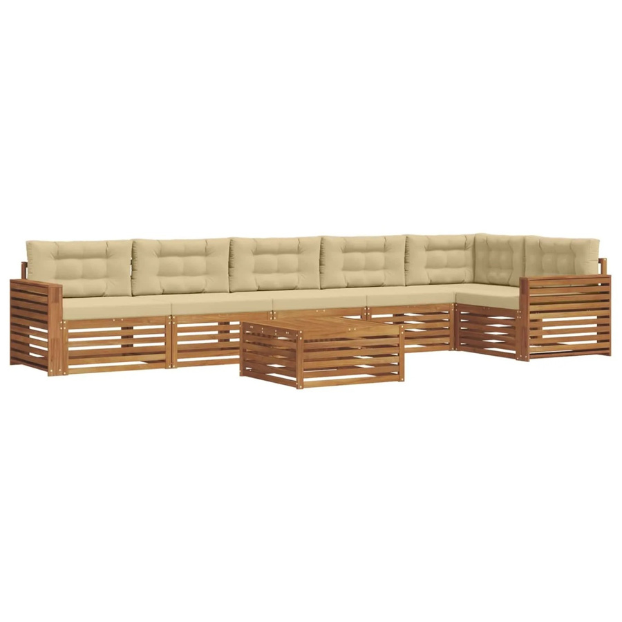 vidaXL Outdoor-Sofagarnitur 7-teilig aus Akazienholz mit Kissen in Natur und Beige - Bild 2