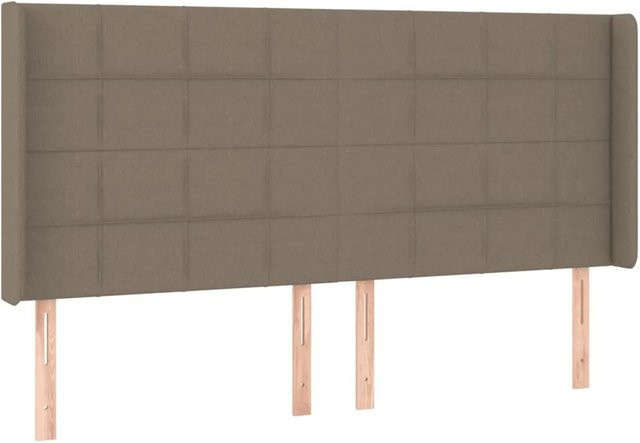 vidaXL LED Kopfteil in Taupe mit USB-Ladeport und integrierter Beleuchtung, B: 203 cm, T: 16 cm, H: 118 cm bis 128 cm - Bild 1