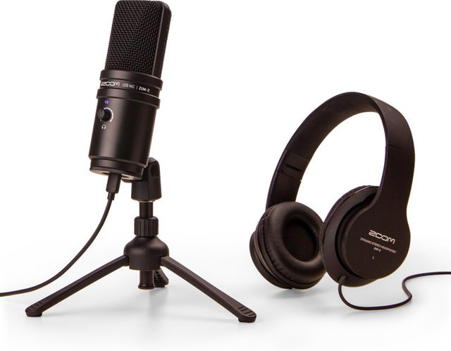 Zoom ZUM-2 Podcast-Mikrofon-Set in Schwarz mit USB-Mikrofon, Kopfhörern und Stativ für Aufnahmen, Musik und Voice-Over - Bild 1