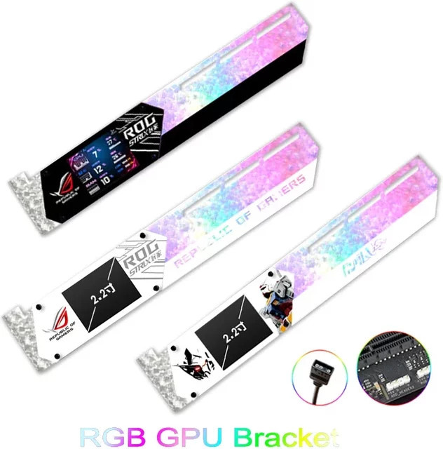 FREEZE MOD GPU Halter mit LCD und ARGB in Schwarz inklusive 2,2 Zoll Monitor zur Unterstützung deiner Grafikkarte für dein PC-Setup - Bild 1