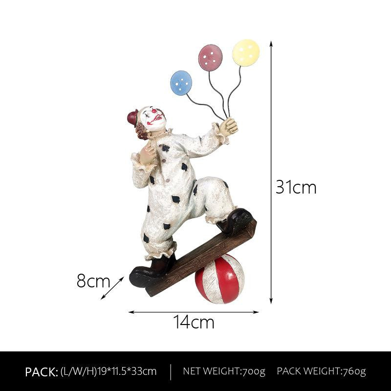 Yiran Furniture Europäische Retro Zirkusclown Figur als niedliche Puppe aus Harz, bunte Tischdekoration für dein Zuhause - Bild 2