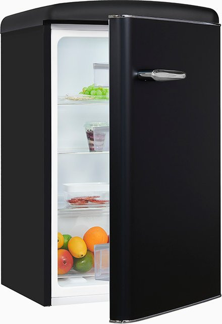 Exquisit RKS120-V-H-160F Retro Vollraumkühlschrank in Mattschwarz, B/T/H: 57,5 x 60,0 x 160,0 cm - Bild 1