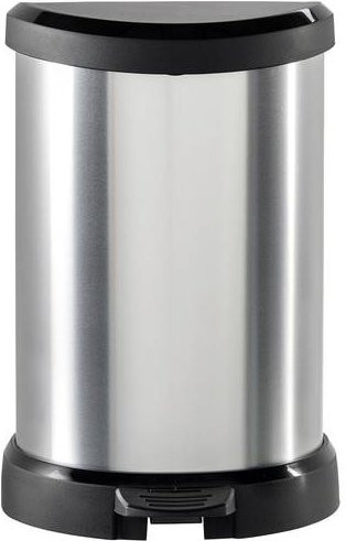 Curver DECO Bin Mülleimer mit Pedal, Silber/Schwarz, 15l, B/T/H: 30,3 x 26,8 x 44,8 cm - Bild 1