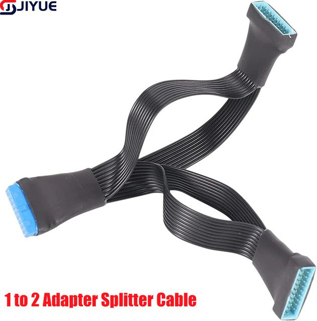 JIYUE USB 3.0 19PIN Header 1 auf 2 Verlängerung Splitter Kabel in Schwarz, Länge: 15 cm - Bild 1