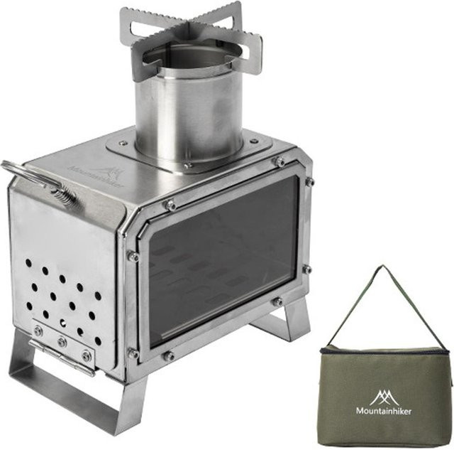 Tragbarer Outdoor Camping Ofen von aimo aus Edelstahl in Silber für Picknick und BBQ - Bild 1