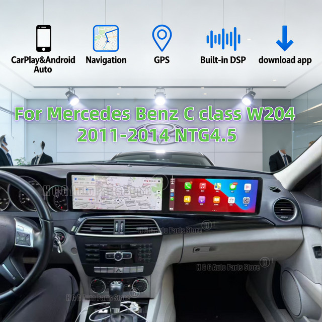 YANFU Dual Screen Android Multimedia Video Player mit Carplay, GPS und Navigation für Mercedes Benz C Klasse W204 2011-2014, Schwarz - Bild 1