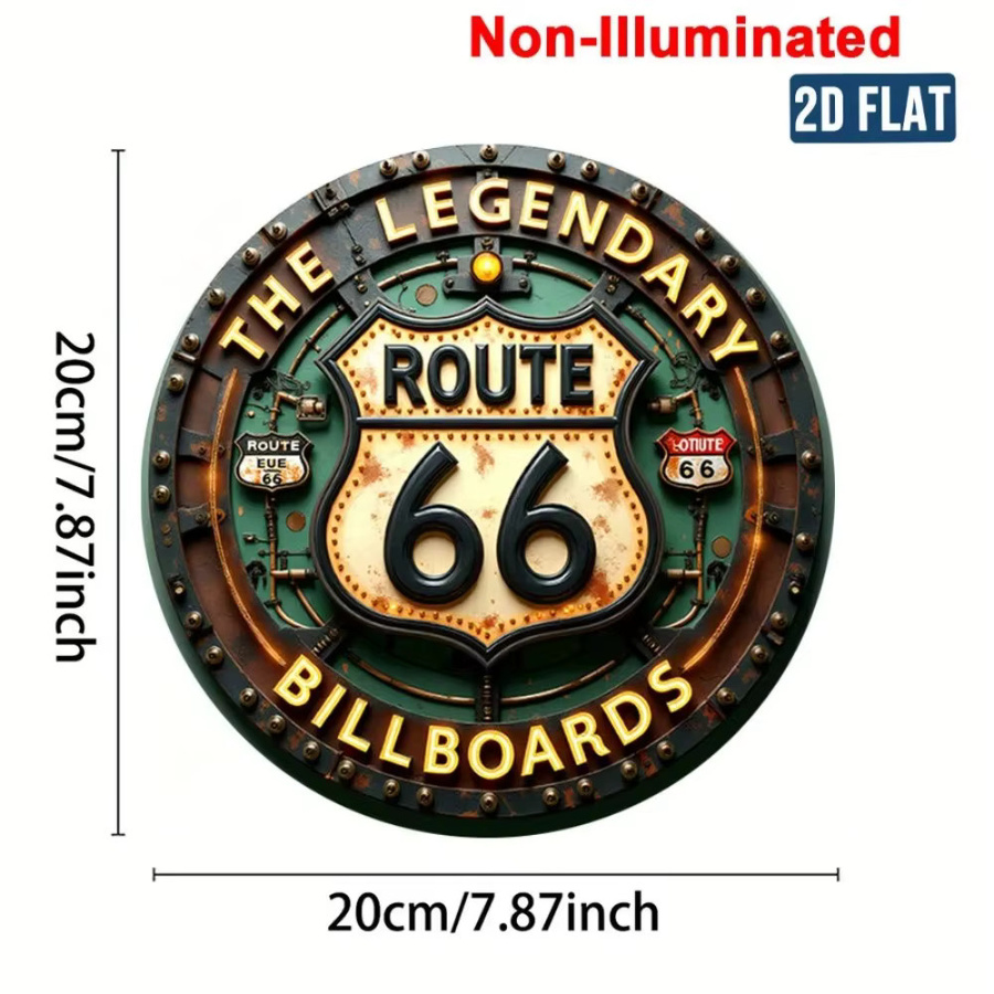 CIFBUY Retro Route 66 Metall-Wandschild, runde Aluminiumplakette in Multicolour zur Dekoration von Zuhause, Bar und Küche - Bild 2
