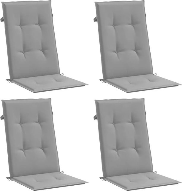 vidaXL Gartenstuhlauflagen für Hochlehner, 4er-Set, Grau, Polyester, B/T: 120 x 50 cm, Höhe: 3 cm - Bild 1