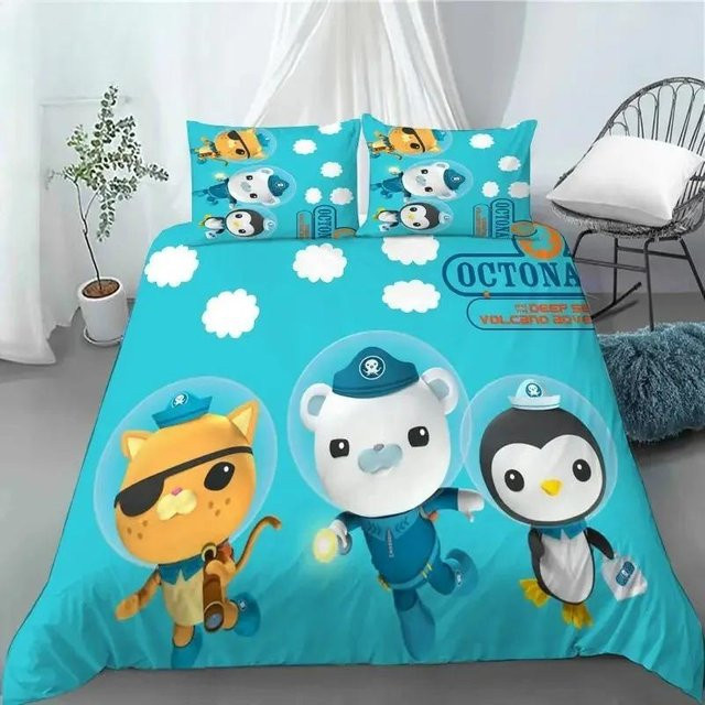 Bettwäsche Set Die Octonauts Cartoon Design mit Bettbezug und Kissenbezug, Blau, B/H: 135 x 200 cm - Bild 1