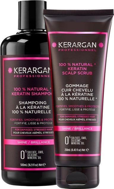 Kerargan Keratin-Shampoo und Peeling-Duo, 750 ml, für strapaziertes Haar - Bild 1