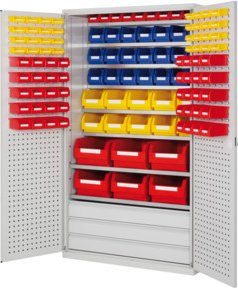 Kappes Grossraumschrank Mod. 22 mit Loch- und Schlitzplatten in Grau und Weiss aus Stahl, B/T/H: 113 x 59 x 195 cm - Bild 1