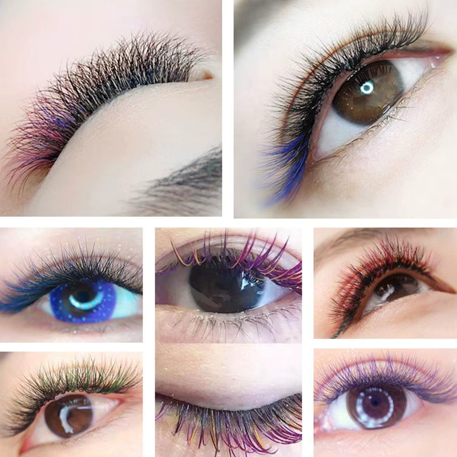 Yelix Easy Fan Wimpern Volumen-Extensions, Farbmix Rot/Grün/Blau/Braun/Lila - Bild 3