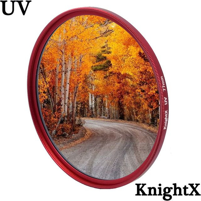 KnightX UV-Filter Objektivschutz mit rotem Rahmen für Fuji, Sony und Canon (49mm bis 77mm) - Bild 1