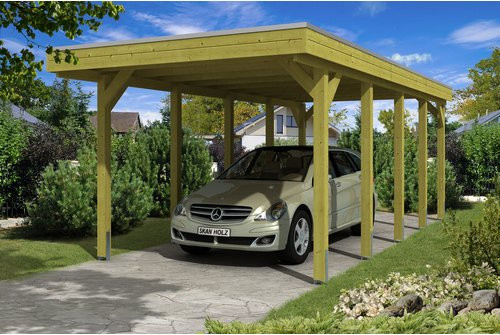 SKANHOLZ Carport Friesland aus imprägniertem Holz in Braun, B/T: 314 x 708 cm, Firsthöhe: 241 cm - Bild 1
