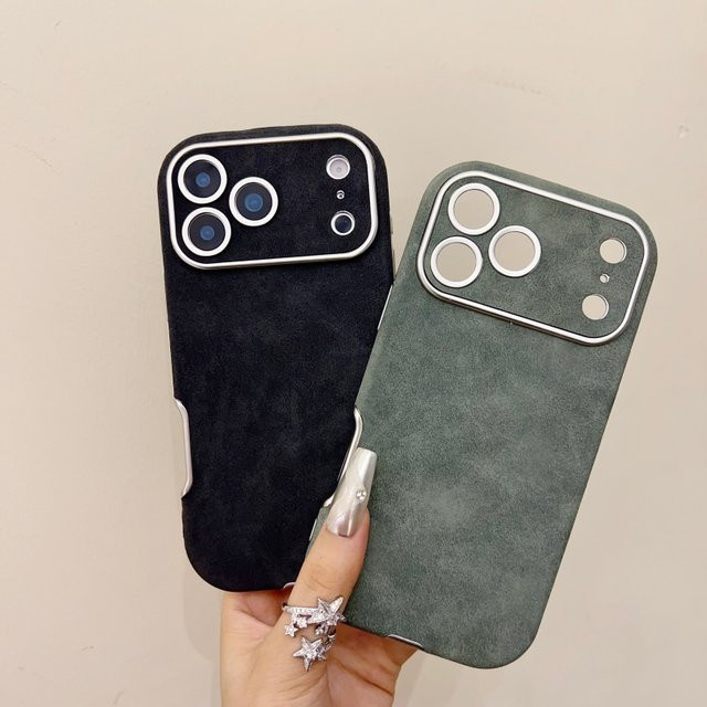 Stoßfeste Wildleder-Schutzhülle für iPhone 11 bis iPhone 17 Pro Max Plus in Lila und Multicolour mit matter Oberfläche - Bild 1