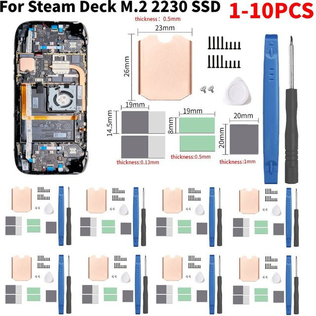 APWIKOGER Kupfer-Kühlkörper-Kit für NVMe M.2 2230 SSD mit Thermosilikon-Kissen - Bild 1