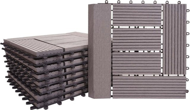 MCW WPC Bodenfliese Sarthe mit Abschluss in Holzoptik für Balkon und Terrasse, Grau, B/T: 30 x 30 cm, 11 Stück (1qm) - Bild 2