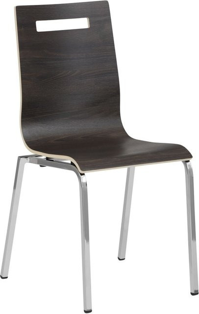 Mayer Sitzmöbel Stapelstuhl Besucherstuhl aus Holz und Metall in Braun, B/T/H: 53 x 55 x 87 cm - Bild 1