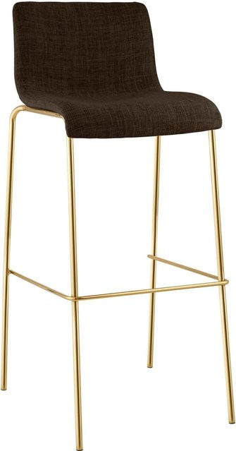 DELUKE Barhocker TENAR mit Lehne aus Stoff in Braun und Gold, B/T/H: 43 x 48 x 100 cm - Bild 1