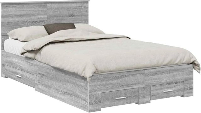 vidaXL Bettrahmen mit Schubladen in Grau Sonoma, Holzwerkstoff, B/T/H: 120 x 200 x 90 cm - Bild 1
