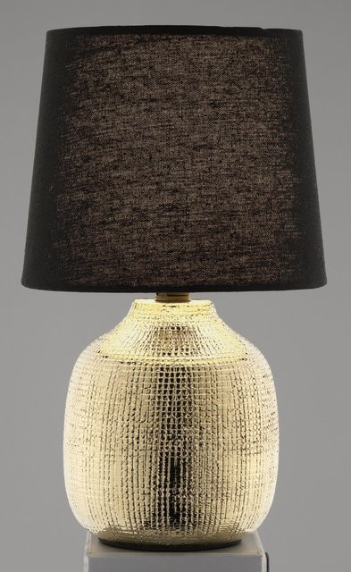 Tischleuchte GLOW von casa NOVA in Gold/Messing und Schwarz mit Keramik, Stoff und Glas, Höhe: 28,5 cm, Breite: 17,0 cm, Tiefe: 17,0 cm - Bild 1