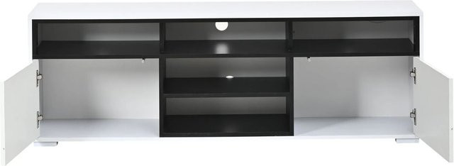 ModernLuxe TV-Lowboard in Weiß mit LED-Beleuchtung und 2 Türen, B/H/T: 150 x 50 x 35 cm - Bild 1