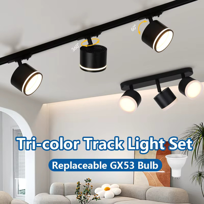 CANMEIJIA GX53 Schienenstrahler in Schwarz mit 3-Farben-Lichtsteuerung, verstellbarer LED-Downlight für Wohnzimmer, Schlafzimmer und Küche - Bild 3