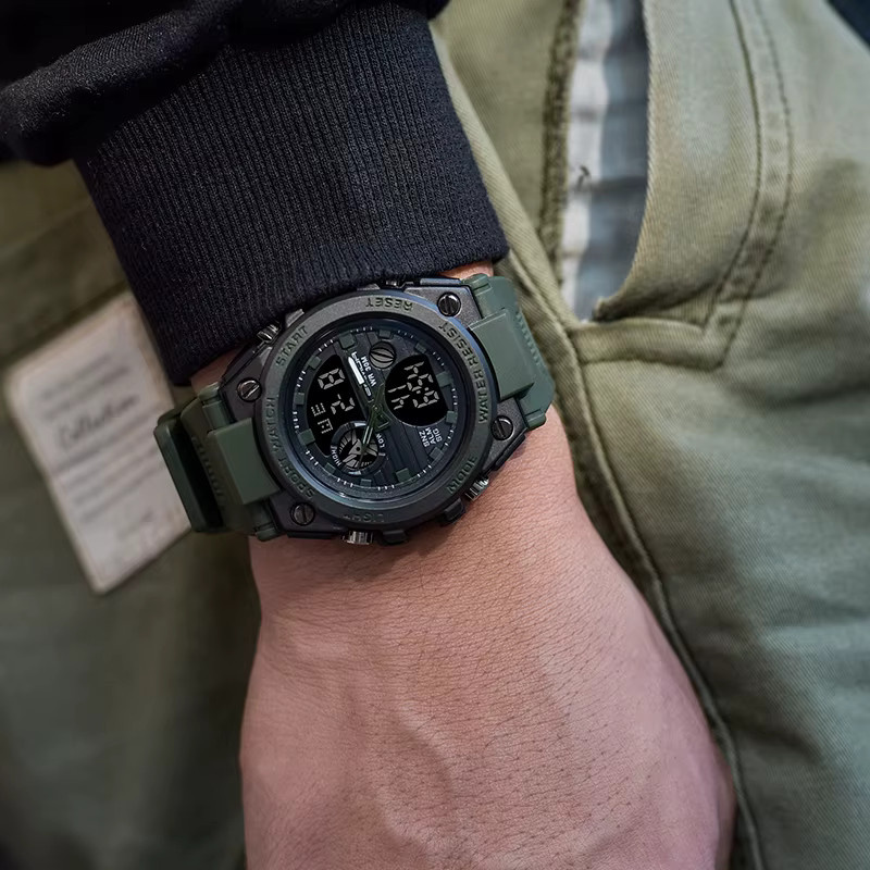 SANDA Armbanduhr Digitaluhr, Grün, Kunststoff, Herren - Bild 4