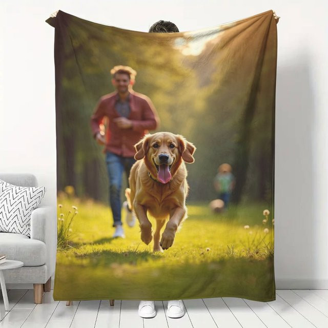 Personalisierte Fotodecke aus Flanell von SRH, weiche Erinnerungsdecke mit eigenem Foto, Mehrfarbig, B/T: 150 x 100 cm - Bild 1