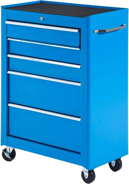HOMCOM Werkstattwagen aus Stahl in Blau mit Arbeitsplatte und Rollen, B/T/H: 61,5 x 33 x 82,5 cm - Bild 1