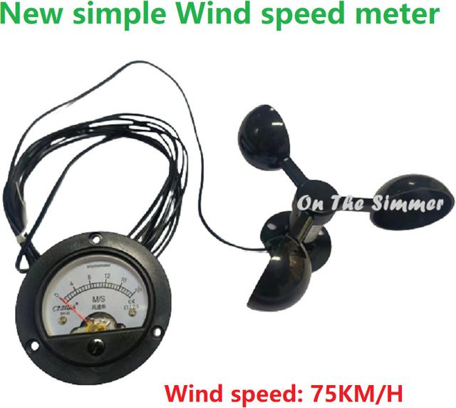 SEMJUA Anemometer Windgeschwindigkeitssensor DIY Drei-Becher-Typ mit Zeigeranzeige in Schwarz - Bild 1