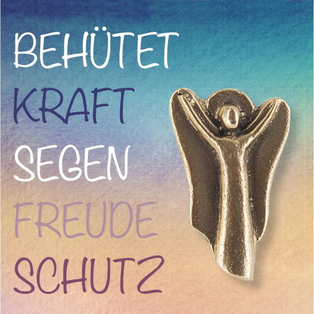 Engel-Plakette aus Bronze von Butzon und Bercker in Gold und Braun - Bild 1