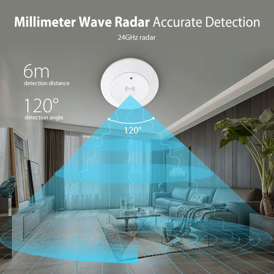 Tuya WiFi 24GHz MmWave Radar-Detektor Intelligenter Anwesenheitssensor mit Beleuchtungsdetektor in Weiß - Bild 4