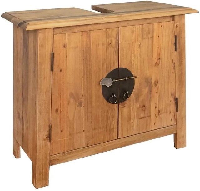 vidaXL Badezimmer-Unterschrank aus massivem Kiefernholz in Braun, B/T/H: 70 x 32 x 63 cm - Bild 1