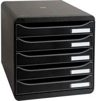 Exacompta Schubladenbox BIG-BOX plus ECO in Schwarz mit 5 halboffenen Schüben für A4 - Bild 1