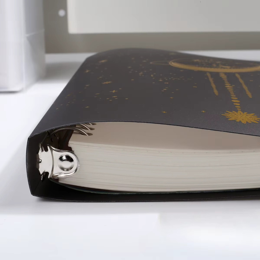 Coliky Notizbuch mit Sternenhimmel-Design in Schwarz, abnehmbarer Hardcover-Einband, Format A5 - Bild 3