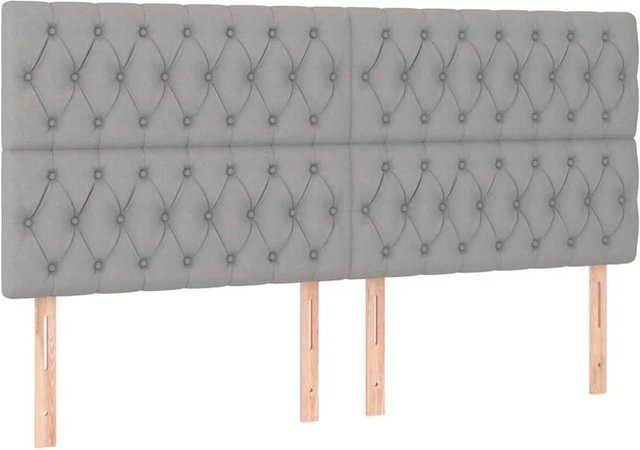 vidaXL Kopfteil gepolstert Hellgrau Stoff B: 180 cm, T: 7 cm, H: 118-128 cm - Bild 1