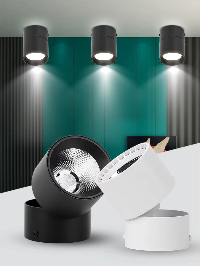 Moderne runde LED-Deckenleuchte in Schwarz mit verstellbarem Strahler für dein Wohnzimmer - Bild 5