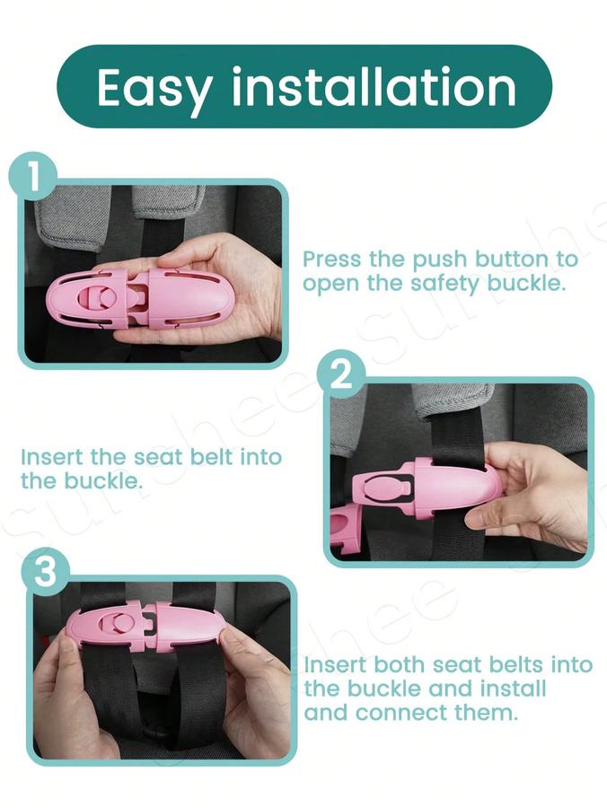 Universal Sitz Brustgurt Clip in Pink als Anti-Escape Sicherheits-Sitzschnalle für Baby und Kinder sowie verstellbarer Schutz für Kinderwagen - Bild 4