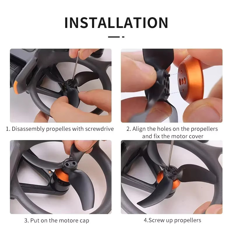 DJI Motorabdeckkappe für Avata 2 Drohne aus Aluminiumlegierung in Orange zum Schutz vor Staub und Kratzern - Bild 6