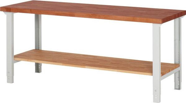 Rau Werkbank aus Holz mit verstellbarer Arbeitshöhe, Mehrfarbig, B/T/H: 200 x 114 x 75 cm