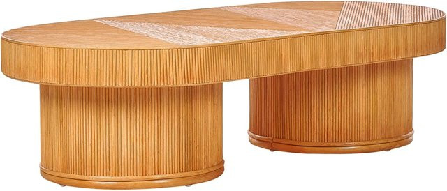 Beliani Couchtisch AIROLE in Heller Holzfarbe mit Rattan-Design, Modern und Geometrisch, B/T/H: 150 x 70 x 40 cm - Bild 1
